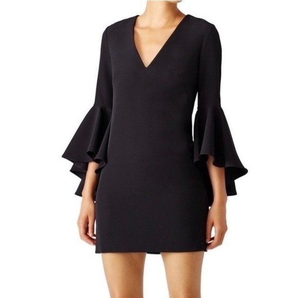 Milly NWT Black Nicole Bell Sleeve Mini Dress Size 8